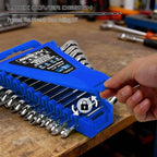 2-Piece Magnetic Wrench Organizer, 24-Slot Wrenches Holder Set with Lock Cover Metric 6–18mm & SAE 1/4-3/4", Wrench Rack Tool Trays with Carrying Handle for Wall Mount Toolbox Drawer Storage - style: 24-Slot Locking Cover / 2-Pack
