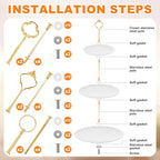 Patelai 6 Sets 3 Tier Cake Stand Hardware Tiered Tray Plate Hardware Kit Heavy Metal Cake Fruit Food Plate Stand Fitting Stacking Kit for Serving Dessert Cupcake Dish Food (Cute,Gold) - color: Gold, size: Cute