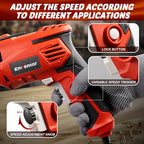 Enventor Hammer Drill with 9 Bits, Variable Speed, 900W, 1/2" Chuck, Corded