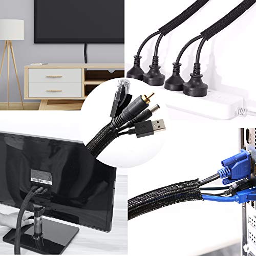 Cable Management Sleeve, Split Design, 25FT - 1 Inch, Black - color: Black, size: 1"-25ft