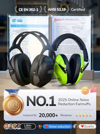 Dr.meter C06 Noise Cancelling Ear Muffs, 28NRR Ear Protection for Adults - color: Black Grey