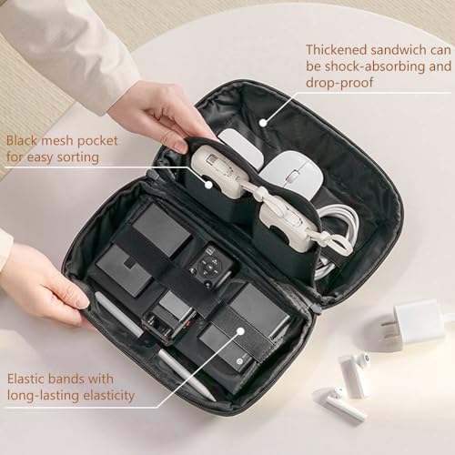 Kaxich Travel Electronics Organizer Pouch, Portable Cable Organizer Case - color: Black