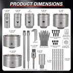 Professional 39PCS Concrete Hole Saw Kit with SDS Plus & Max Shank - size: (1-3/16" to 4-5/16")-39PCS