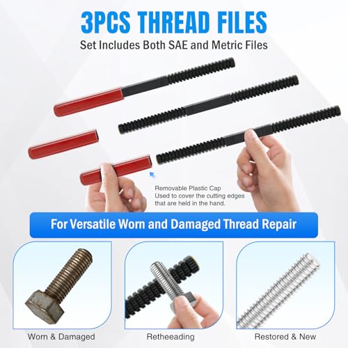 Nilight 61PCS Thread Chaser Set SAE Metric Universal UNC UNF Sizes - size: 61PCS Metric & SAE
