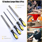 Metal File Set, Large Flat File/Half-Round File/Triangle File/Round File - color: Black-17pcs