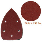 50 Pcs Mouse Detail Sander Sandpaper, 100 Grit, 5 Hole - size: 100 Grit - 50 Pcs
