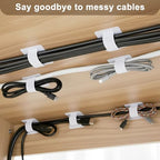 100 Pcs Cable Management Under Desk, Hook and Loop Cable Straps, White - color: White