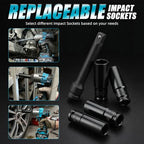 Bluebow Cordless Impact Wrench, 737.5 ft-lbs (1000 N·m) Brushless Impact Wrench with 2x4.0Ah Battery, 1/2" 3-Speed Modes Impact Gun with 4 Sockets for Pickup, Truck, Home Car - size: Medium