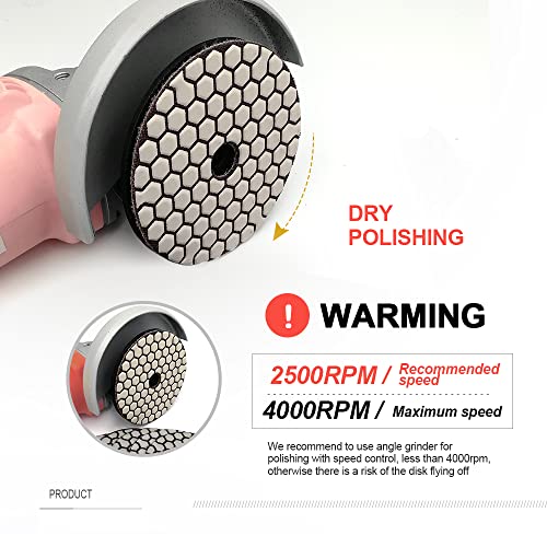 SHDIATOOL 4-Inch Dry Diamond Polishing Pads 7PCS for Granite & Marble - style: Mixed Grits