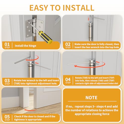 Luxbaro 2 Pack Self Closing Door Hinges 4 Inch, Adjustable Tension - color: Brushed Nickel-1/4'', size: 4" 2 Pack