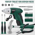 Hi-Spec 3.6V USB Electric Screwdriver for Home Repairs and Assembly, Green - color: Green