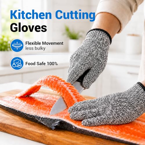A5 Cut Resistant Gloves, Food Grade Kitchen Safety Gloves - color: Dark Gray, size: X-Large