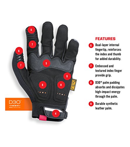 Mechanix Wear M-Pact Touchscreen Work Gloves, Medium, Black - color: Black/Grey, size: Medium