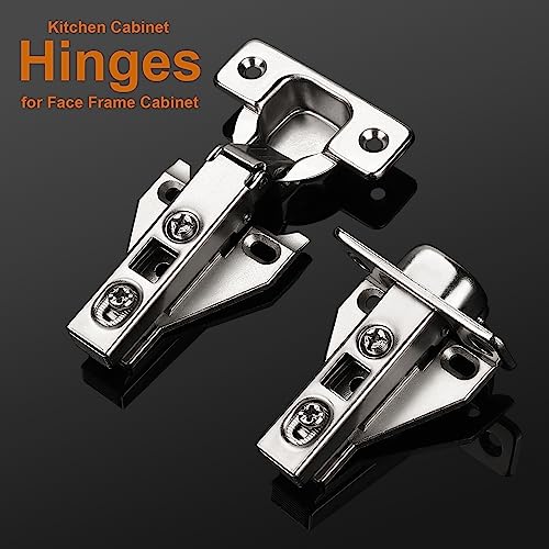 Probrico 25 Pairs（50 Pack） Kitchen Cabinet Hinges for Face Frame Cabinet, Concealed Cabinet Hinges Brushed Satin Nickel with Mounting Screws - size: 25 Pairs
