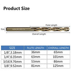 1/4 Inch Cobalt Drill Bits 10Pcs - HPHOPE M35 HSS Metal Twist Drill Bits Set, Jobber Drill Bits Length and Straight Shank, Suitable for Drilling in Hard Metal, Stainless Steel, Cast Iron - size: 1/4-inch, 10Pcs