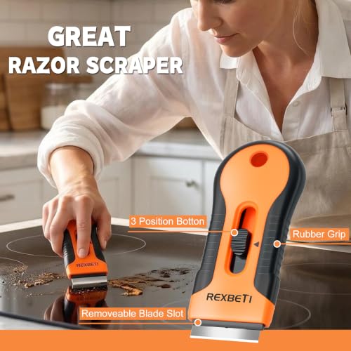 REXBETI Razor Blade Scraper Tool, 2 Pack Windows, Glass Stovetop Scraper - style: Original 2 Pack