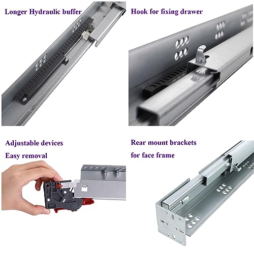 Undermount Soft Close Drawer Slides 15 Inch 6 Pairs Full Extension - size: 15 Inch
