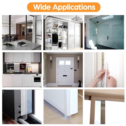 39.37 Ft Weather Stripping Door Seal Strip Tape,Silicone Door Draft Stopper,Self Adhesive Shower Door Bottom Seal and Door Insulation Strip for Door Frame Windows and Glass Gaps (3 Rolls) - size: 1/1.4/1.8 in x 39.37 ft