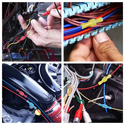 TICONN 100 Pcs Nylon Spade Connector Kit, Insulated Crimp Wire Connectors - style: Male Red 100 Pcs