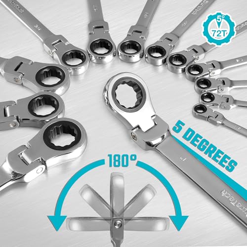 DURATECH 1/2" Flex-Head Ratcheting Combination Wrench - style: 1/2"