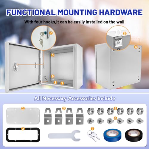 Electrical Junction Box 20x20x8, NEMA 4X IP66 Steel Enclosure Box - size: 20 x 20 x 8''