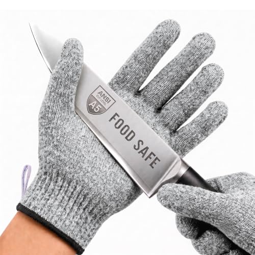 A5 Cut Resistant Gloves, Food Grade Kitchen Safety Gloves - color: Gray, size: X-Large
