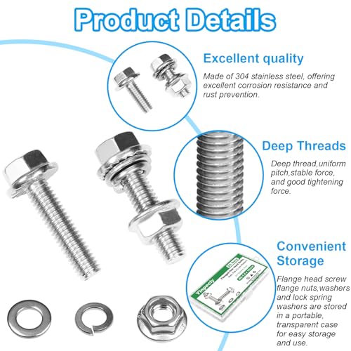 15 Sets M8-1.25 x 30mm Flanged Hex Head Bolts and Nuts Kits - size: M8-1.25 x 30mm
