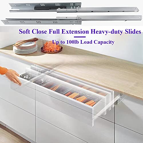 Undermount Soft Close Drawer Slides 12 Inch 6 Pairs Full Extension - size: 12 Inch