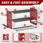 SUNALLY Power Tool Organizer, Wall Mount Garage Tools Storage Rack, Red - style: 4 Drill Holders D
