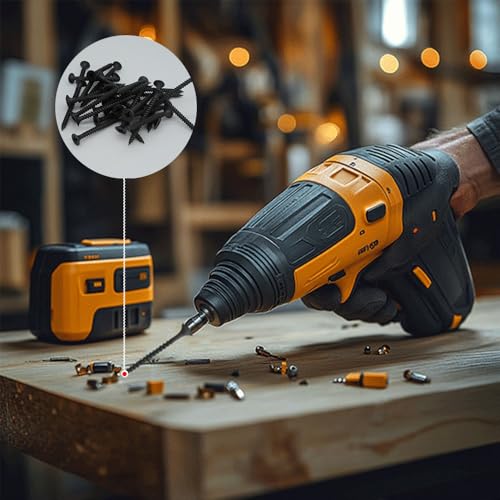 Drywall Screws Kit #6 x 2-Inch, Fine Thread Wood Screws, Bugle Head Phillips Drive Sheetrock Screws Set, Self Tapping Dry Wall Screws, Phosphate Coated Finish, Sharp Point, Black, 65 Pack - size: #6 x 2-Inch
