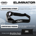 Global Vision Eliminator Dirt Bike Padded Motorcycle Riding Goggles for Men and Women (Black Frame/Smoke Lens) - color: Clear