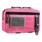 FRTKK Tactical Molle Admin Pouch Utility Laser Cut EDC Tool Pouch Bag Horizontal Modular Pouches Include US Flag Patch and Keychain - color: Pink