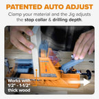 BORA Automatic Pocket Hole Jig Kit & 50 Screws Drill Guide for Woodworking - size: Automatic Jig