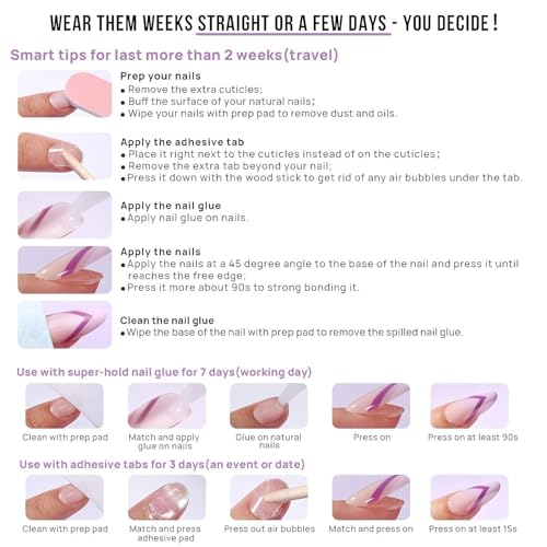 BTArtbox Press On Nails, Lotus Glazed, Short Square, Pink Chrome, 32Ct - color: A1-Lotus Glazed