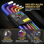 AMTOVL Hex Key Set, 9PCS Imperial Allen Key Set, 1/16-3/8Inch,Long Ball End - size: 9 PCS SAE SET