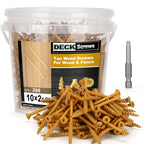 Deck Screws #10 x 2-1/2’’, T25 Star Torx Drive Flat Head Wood Screws, Tan, 5lb - color: Tan, size: 10X2-1/2’’