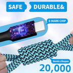 4 in 2 USB C Splitter Charging Cords,Universal Charging Cable,1Pack 5FT - color: Red&White&Black&Blue