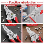 Multifunctional Foldable Automatic Wire Stripper and Cutter, Portable Crimping Tool for and Stripping tools & home improvement - color: Red