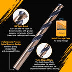 29Pcs Drill Bit Set, 135 Tip HSS with Black and Gold Finish, Metal Twist Jobber Drill Bit Kit for Hardened Metal, Steel, Plastic, Wood with Indexed Storage Case, 1/16" - 1/2" - style: HSS-29PCS