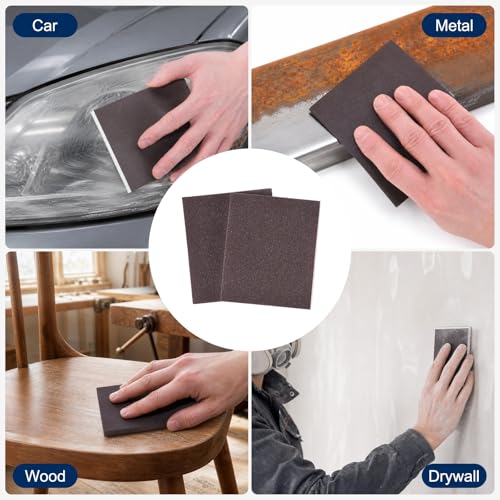 8Pcs 100Grit Double-Sided Sanding Sponges, Washable & Reusable - size: 100Grit