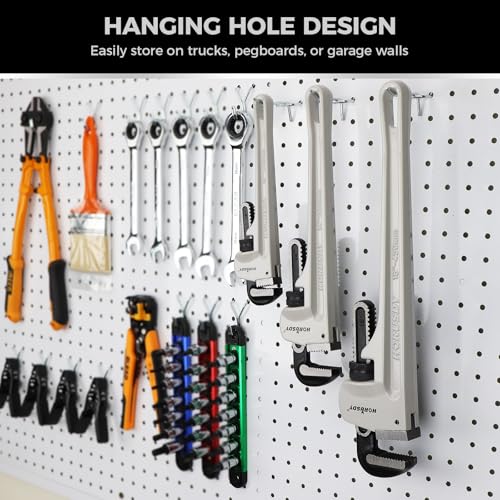 HORUSDY 18-Inch Pipe Wrench, Aluminum Heavy-Duty Adjustable Plumbing Wrench, 450mm, 1/2"–2" Pipe Capacity, Strong Grip & Durable, Lightweight Gray for Professionals & DIY - style: 18" Lightweight Aluminum