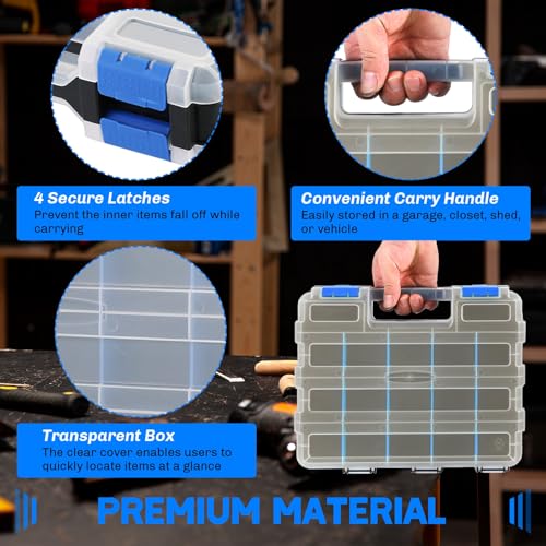 Small Parts Organizer Storage Case Tools Box 34-Compartments - color: Blue