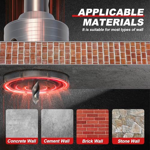 Professional 3" (75mm) Concrete Hole Saw 220mm SDS Plus & Dust Bag - size: 3" (75mm)