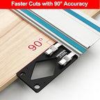 Track Saw Guide Rail Square CNC-Machined Track Saw Square Guide with Edge Support, 90° Right Angle Cutting Tool Compatible with Festool and Makita Compact Parallel Guide System Accessory - color: Black