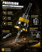 9PCS Countersink Drill Bit Set with Adjustable Depth Stopper - color: Golden, size: Standard - Manual Adjustment