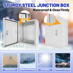 Electrical Junction Box 20x16x8, NEMA 4X IP66 Steel Enclosure Box - size: 20 x 16 x 8''