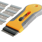 EHDIS Car Sticker Remover Glass Cooktop Razor Scraper with 10pcs Replace Blades for Label,Glue,Paint,Adhesive Remover,Oven Door, Stove Cleaning-Yellow - color: Yellow