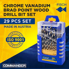 Brad Point Spiral Drill Bit Set, Sizes 1/16″–1/2″, 29 Pcs - size: 1/8 in to 1/2 in