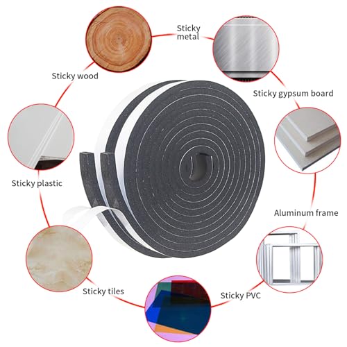 Foam Insulation Tape self Adhesive, 1/2In x 1/4In x 10ft Weather Stripping for Doors and Windows,Sound Proof soundproofing Door Seal,Weatherstrip,Pipe Cooling, Air Conditioning Seal Strip - size: 1/2In x 1/4In x 10ft