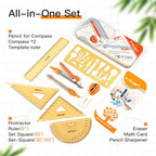 YPLUS Geometry Set, Protractor and Compass Set for Students, 11Pcs (Pack of 2) - size: 1 Count (Pack of 22)
